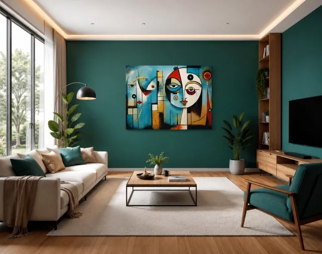 Trendex Global Canvas Schilderij Cubistische Kunst – Luxe Wanddecoratie 100x75 cm Kleurrijk