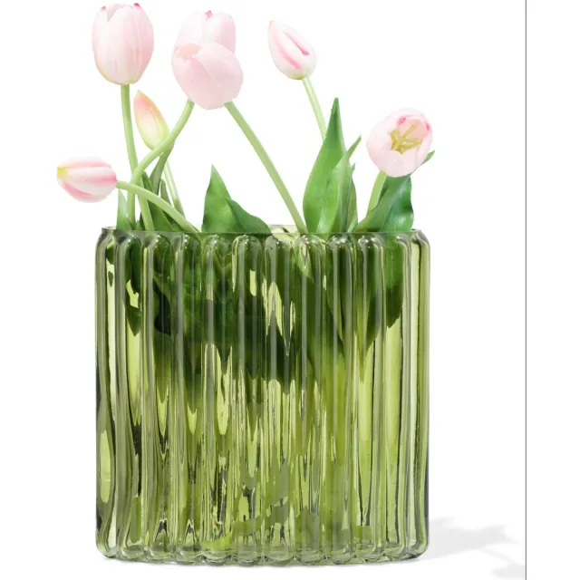 HEMA Vaas 8x20cm glas ovaal groen (groen)