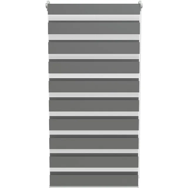 Aufun Duo rolgordijn Klemfix zonder boren - Zebrarollo blikdicht en lichtdoorlatend - Voor raam en deur - Grijs - 70x220 cm