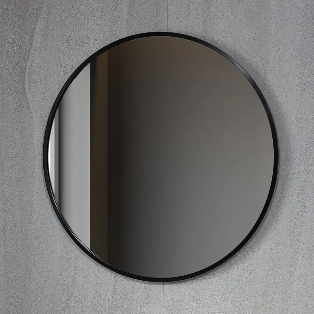 Bella Mirror Spiegel Rond - Badkamerspiegel - 60 cm - Met zwart frame