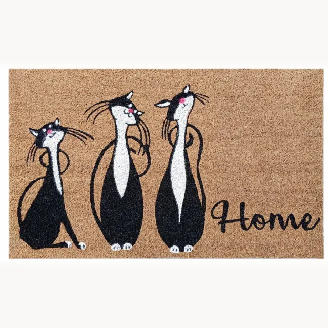 FLOOR GARDENS Deurmat Home 3 Katten 45 x 75 cm Kokosvezel Bruin