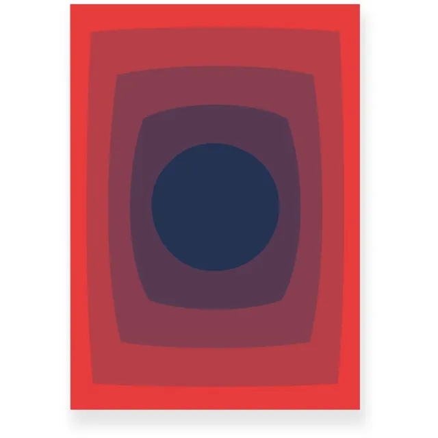 Yisual Poster 50x70 cm - Abstracte Kleurovergang - Cirkel - Rood - Blauw - Vintage - Op-Art - Muurdecoratie - Wanddecoratie