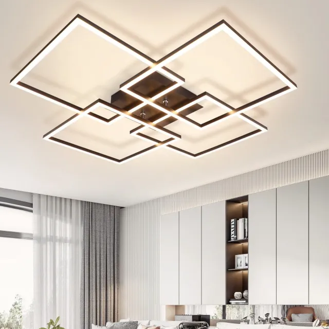NETTLIFE Plafondlamp LED - Vierkant - 4 Lichts - Zwart - 3000K Warm wit Licht - Modern Plafondlamp 72cm - voor Woonkamer | Keuken | Slaapkamer - 32W