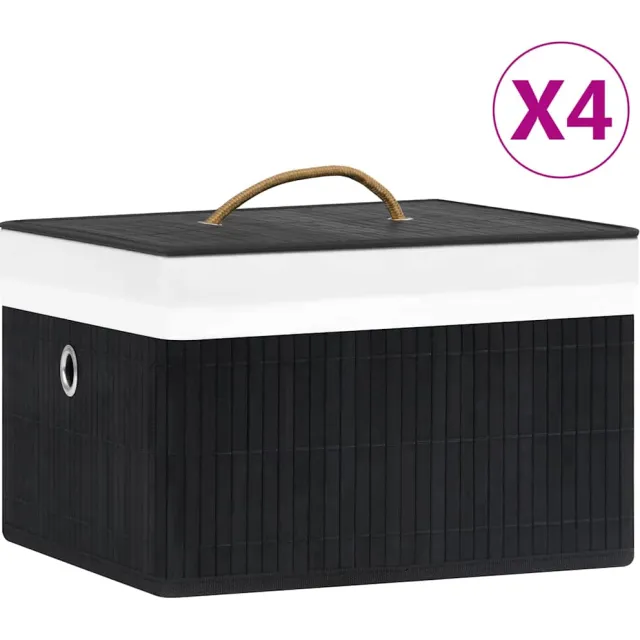 vidaXL Opbergboxen 4 st bamboe zwart