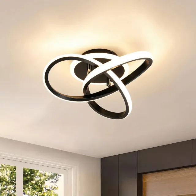 RosaBloom LED Plafondlamp 21W - Klaverblad Design - Met Wandschakelaar Drie Kleurtemperaturen & Geheugenfunctie - Plafondverlichting - Zwart
