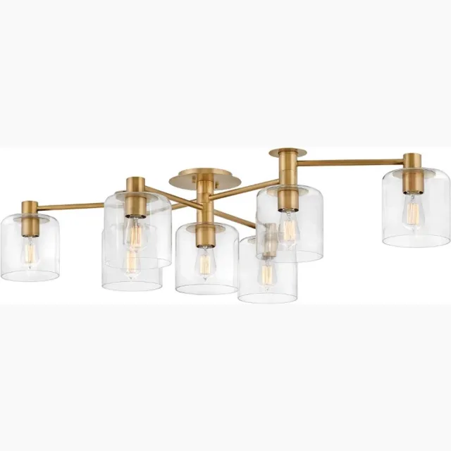Hinkley LED Plafondlamp Axel | 7X E27 Max 60W | Dimbaar | Heritage Brass Geen