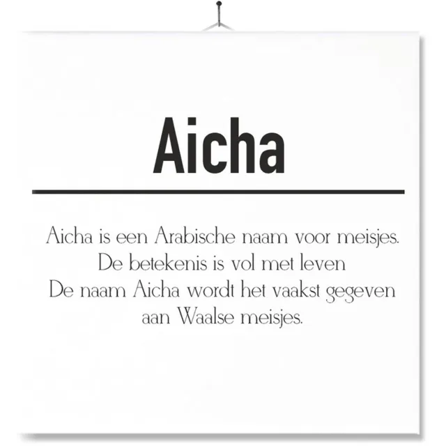 MC Living Tegel Met Opdruk | Betekenis | Kado | Cadeau | Met Naam - Aicha Multi-Color