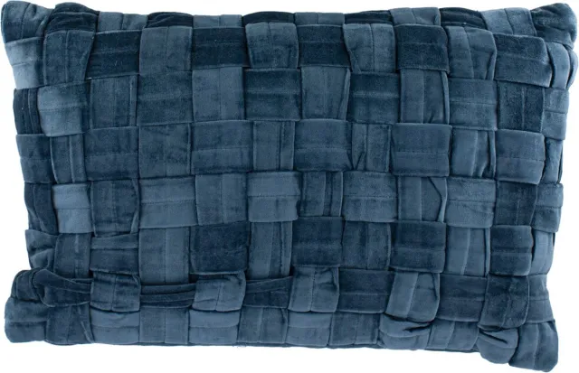 homebound by ky Kussen braid velours blauw | sierkussen blauw