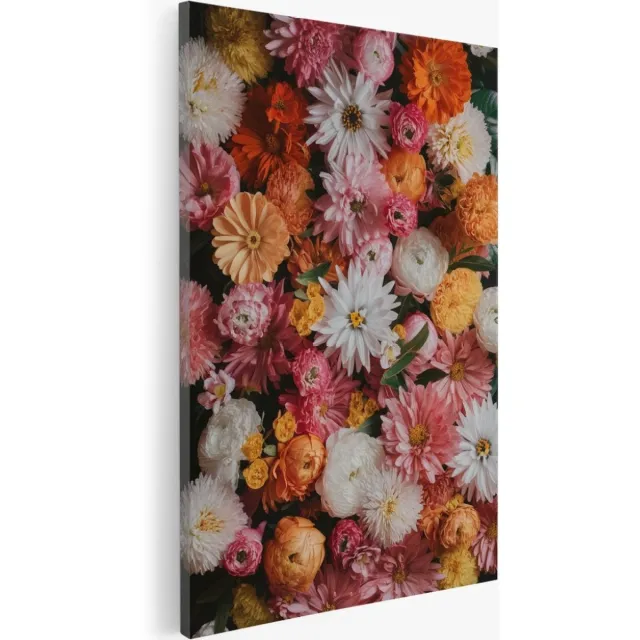 Saammp Canvas Schilderij - Bloemenexplosie - 30x40 - Foto op canvas - Wanddecoratie - Muurdecoratie Woonkamer - Kantoor Decoratie Multicolor