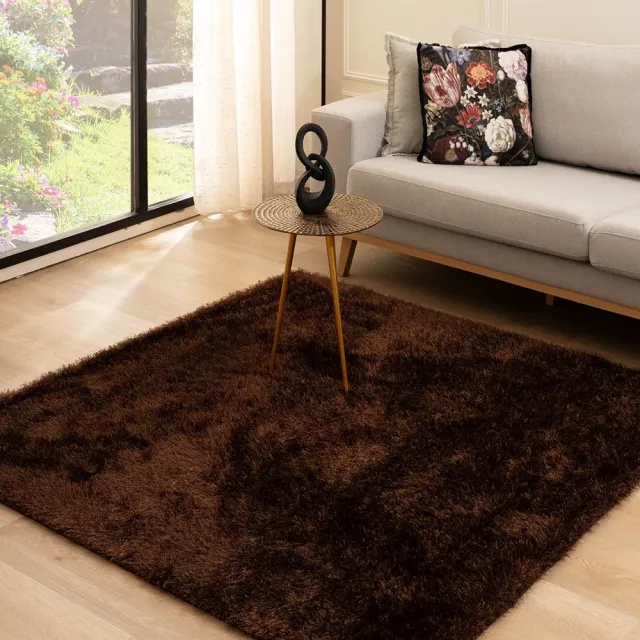 Tapeso Velvet vloerkleed vierkant - Posh donkerbruin 280x280