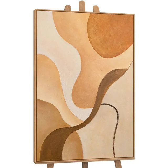 YS Canvas schilderij 120x80 cm handgeschilderd kromming van de horizon – YS-Art Gallery – Lijst: Hout – Luxe wanddecoratie Wood