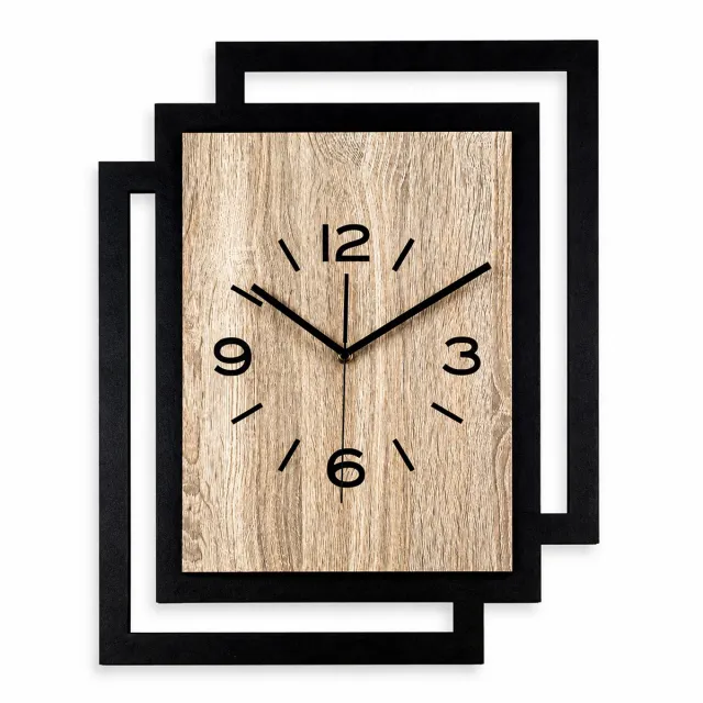 Ornament Handgemaakte Grote Houten Wandklok – Modern Minimalistisch Design, Rechthoekig Verticaal, Leesbare Cijfers, Geruisloos, Zonder Tikkend Geluid – Voor Woonkamer, Slaapkamer, Keuken – Unieke Wanddecoratie, Industrieel Design & Stil Uurwerk,zwart en hout zwart - sonoma eik