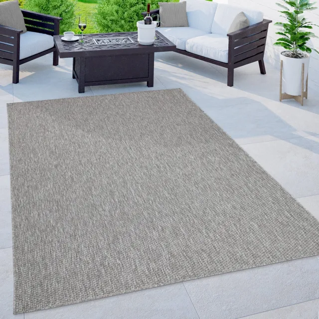 flycarpets Veniro Effen Binnen en Buitenkleed Grijs - 200x280 cm - Laagpolig Vloerkleed Buiten - Tuinkleed / Tuintapijt