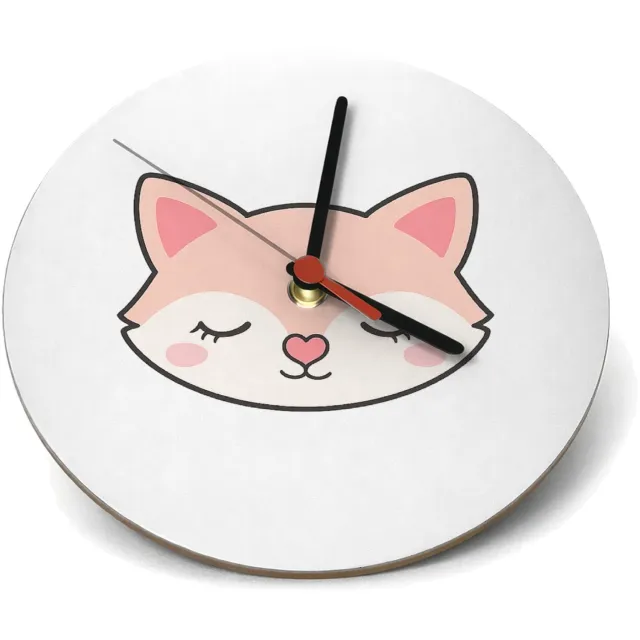 Mr Cadeautjes Klok rond Ø 19 - design Een slapende vos met een hartvormige neus en gesloten oogjes | cadeau Wit