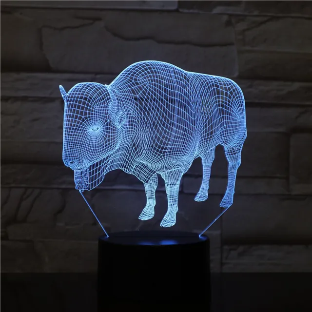 MC Living 3D Led Lamp Met Gravering - RGB 7 Kleuren - Stier