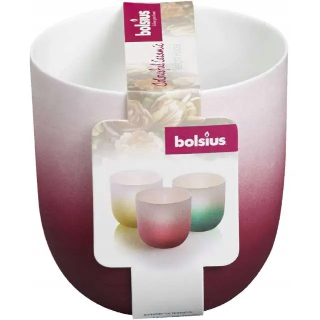Bolsius Keramiek theelichthouder - Wit & Bordo