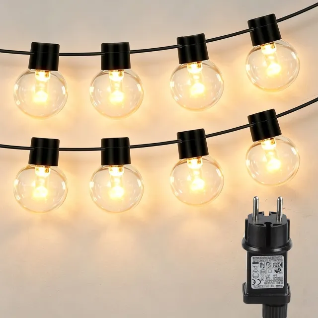 Aigostar Lichtsnoer buiten - 10 LED Bollen - 8 meter - Tuinverlichting - Partyverlichting - Lampjes slinger - Lichtslinger - Feestverlichting - Partylights
