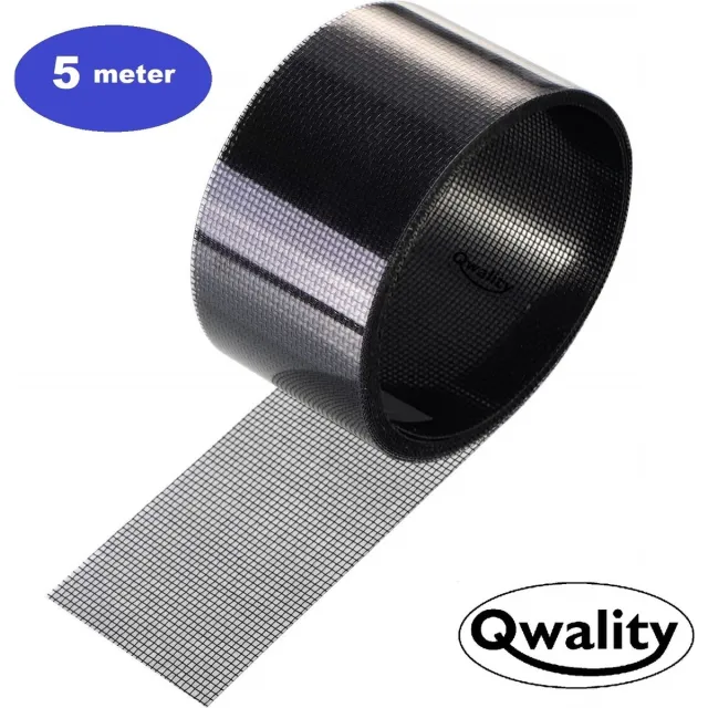 Qwality Hor Reparatie Tape - 5 Meter - Zwart - Hor Reparatietape - Zelf Je Hor Repareren - Vliegengordijn Tape - Qwality® Zwart - 5 Meter