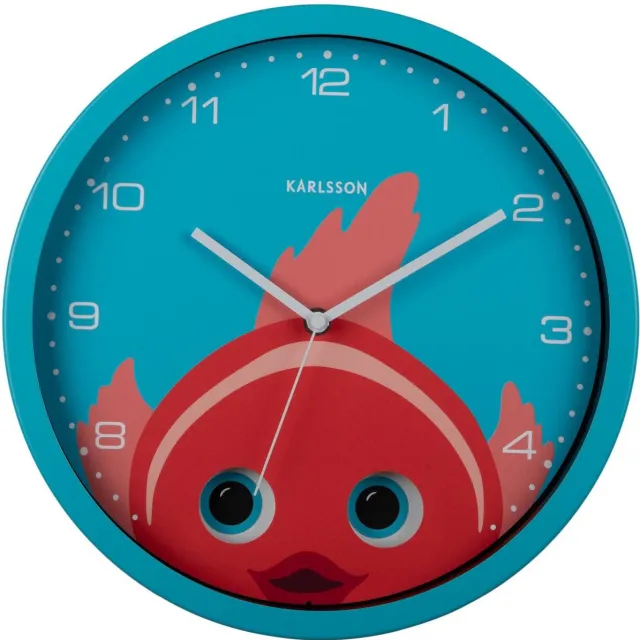 Karlsson Wandklok Peekaboo Goldfish - Blauw - 30.8x4.5x30.8cm - Wandklok Scandinavisch
