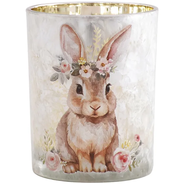 Clayre & Eef Waxinelichthouder Grijs Glas