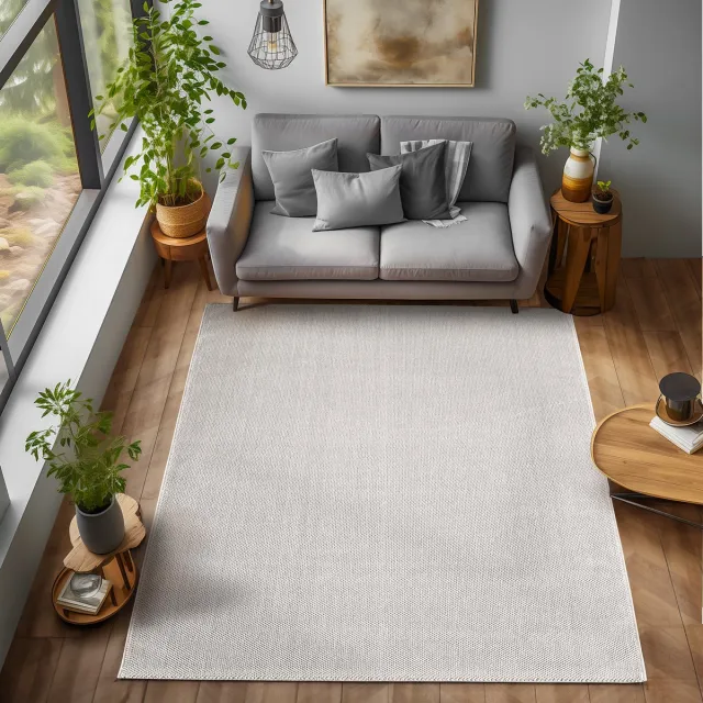 Loom Vloerkleed – Creme – Effen & Modern – Laagpolig – Geweven Vloerkleed – 120x170 cm