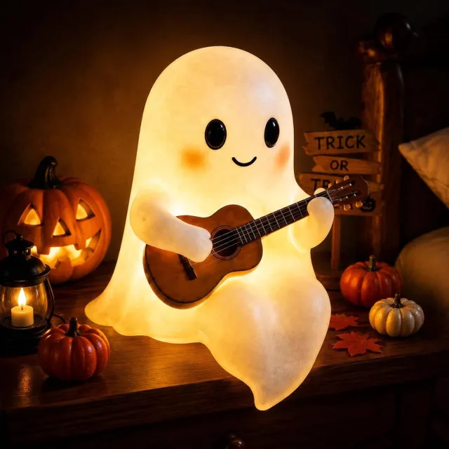 FLITI 3D spookje nachtlampje - met verlichting - voor sfeerverlichting - voor Halloween-decoratie - spooklamp - voor feestliefhebbers - wit -1 stuk