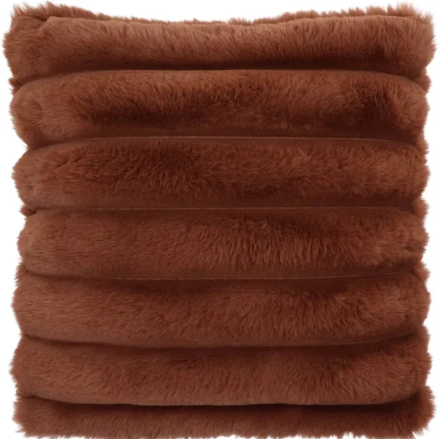 DK design Daan Kromhout - Sierkussen - Kussen - Bont Look - Montana - Fur Look - Bruin - Stripe - 45x45cm Donkerbruin