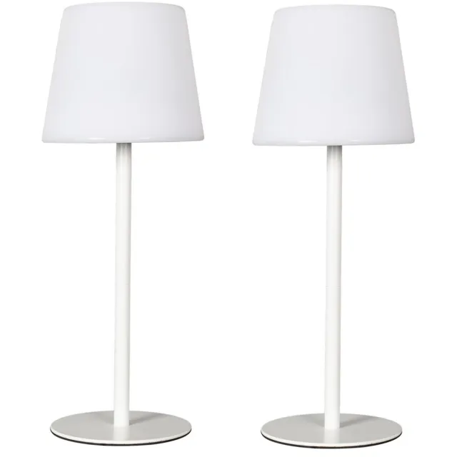 HOME DECO FACTORY LED tafellamp - 2x - Wit - Kunststof - 40 cm - Oplaadbaar via USB-C