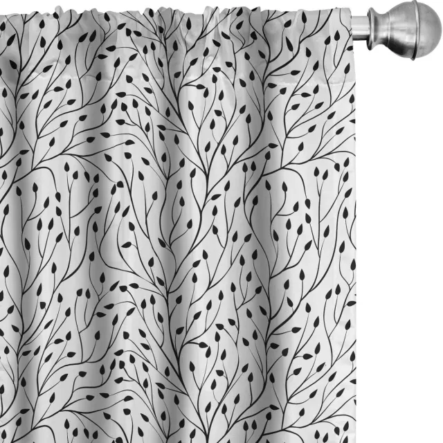 ABAKUHAUS Gordijnen zwart-wit – 2-delige set 75x225 cm, microvezel Wit Zwart