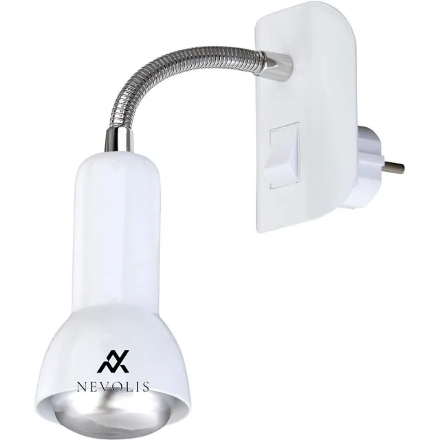 Nevolis Stekkerlamp flexarm wit E14 25 watt spotlamp met stekker . multi-color