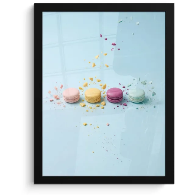 FrameYourWall Poster in lijst - Fotolijst 30x40 cm - Posters - Macarons - Kleurrijk - Pastel - Posterlijst zwart - Decoratie - Wanddecoratie woonkamer - Muurdecoratie slaapkamer