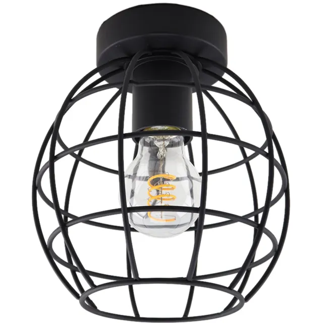 Olucia JOCHEM - Plafondlamp - Zwart - Geschikt voor Woonkamer/Slaapkamer/Kantoor/Horeca - Vorm: Bol