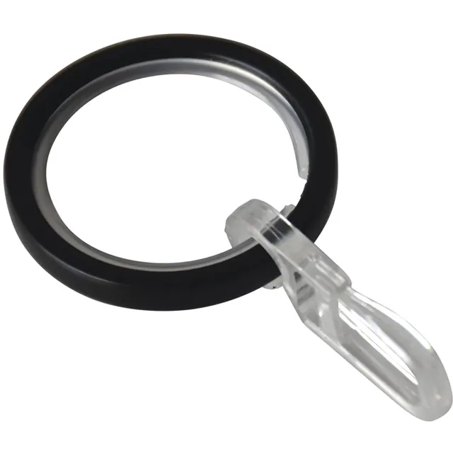 Ibenzoa Gordijnringen Set met Glijinleg en Gordijnhaken voor 20 mm Roedes, Mat Zwart, 10 Stuks