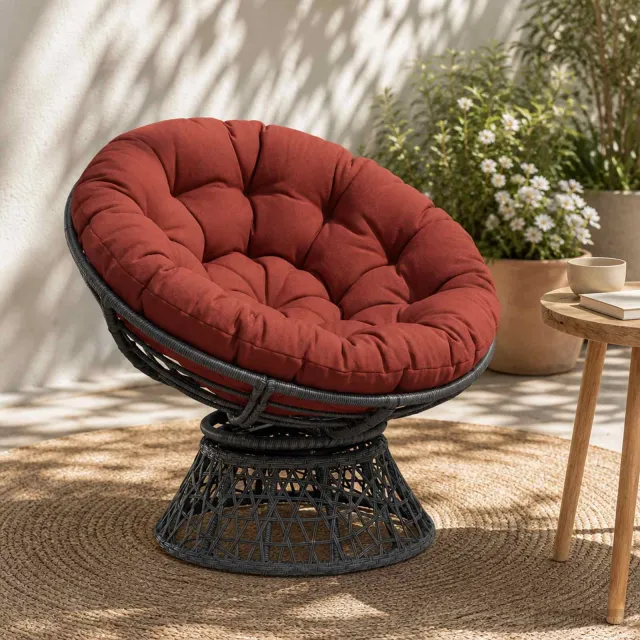 vidaXL Papasan Stoel Kussen VIANEN 100% Polyester Rood Ø 130 x 12 cm