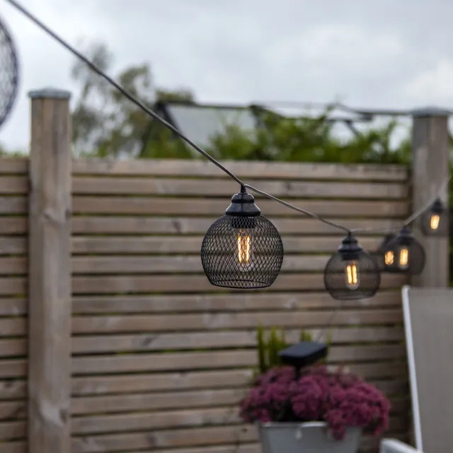 Star Trading Sunlight lichtslinger - 8 metalen lampenkapjes - zonne-energie - outdoor - 8m lang