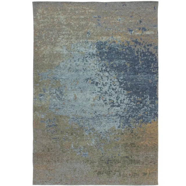 Padiro design laagpolig vloerkleed 155 x 230 cm - donkerblauw - modern abstract ontwerp - voor vloerverwarming - van polyester en katoen