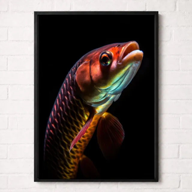 Kleurmedia Kleurrijke Roofvis Poster - Onderwaterwereld Collectie - Dieren Posters - A2+ 43,2 x 61 cm Rood