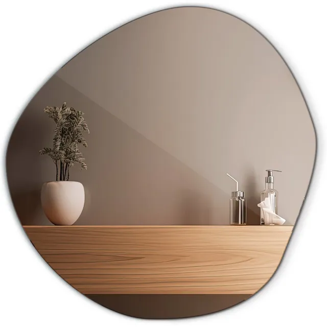 TULUP Spiegel - Asymmetrische Spiegel - 47 cm x 48 cm - Spiegel Asymmetrisch - Spiegel Voor de Woonkamer - Spiegel Onregelmatig - Spiegel Met Onregelmatige Vorm - Moderne Wandspiegel Zilver
