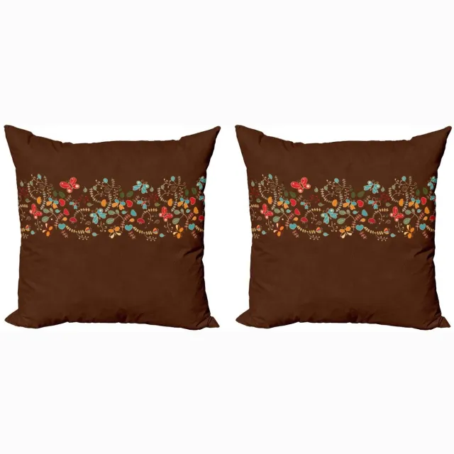 ABAKUHAUS Kussenhoes-Set 2x40x40 cm – Dubbelzijdig bedrukt, Multicolor, Valentijnsontwerp Dunkelbruin