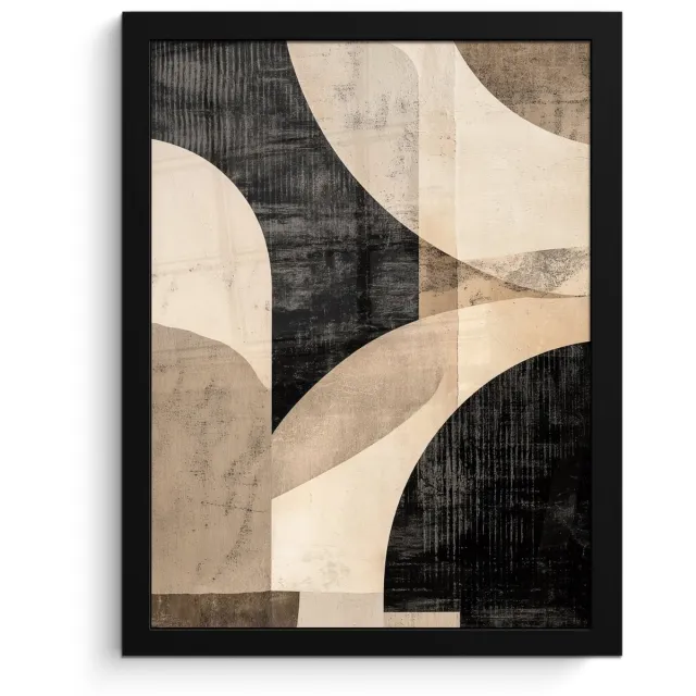 FrameYourWall Poster in lijst - Fotolijst 30x40 cm - Posters - Abstract - Vormen - Modern - Beige - Posterlijst zwart - Decoratie - Wanddecoratie woonkamer - Muurdecoratie slaapkamer