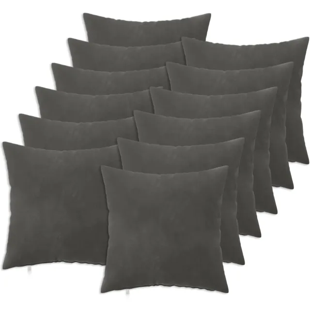 vidaXL Plaid kussen 12 st HEERLEN Donkergrijs 40 x 40 cm fluweel