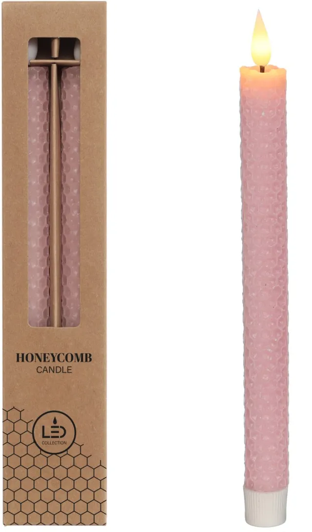 PacklinQ LED honeycomb kaars Ø2.2 h.25cm roze (set 2 st) Pink