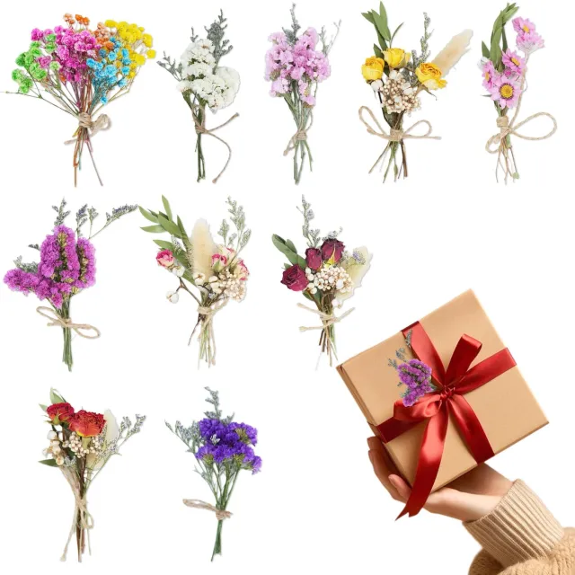 Famanu Set van 10 handgemaakte droogbloemenboeketten voor DIY en scrapbooking