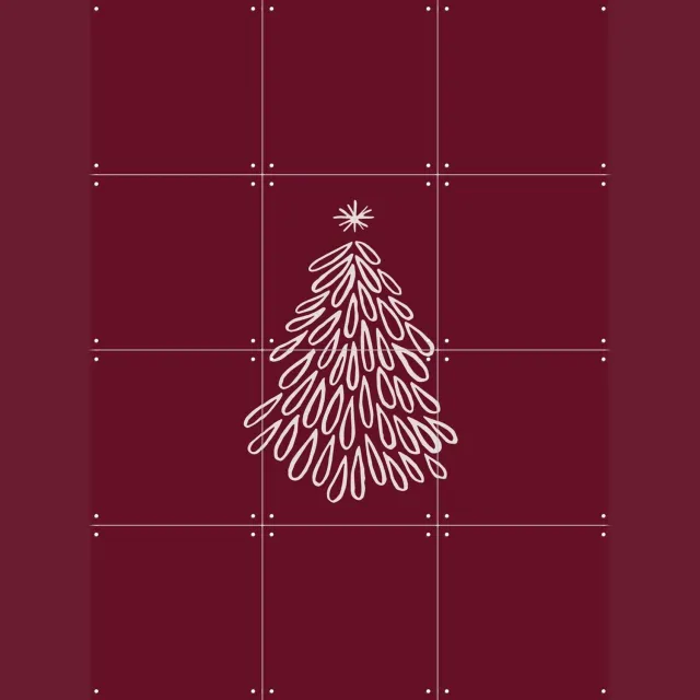 IXXI Minimalist Christmas Tree, Palmartprints - 60 x 80 cm - Grote wanddecoratie en posters - Minimalisme, Modern, Trap, Woonkamer, Slaapkamer, Kerst Rood