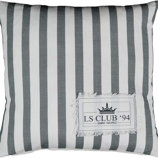 Mars & More Sierkussen - Organic St. Tropez - Wit En Grijs - 45 Cm X 45 Cm Blauw
