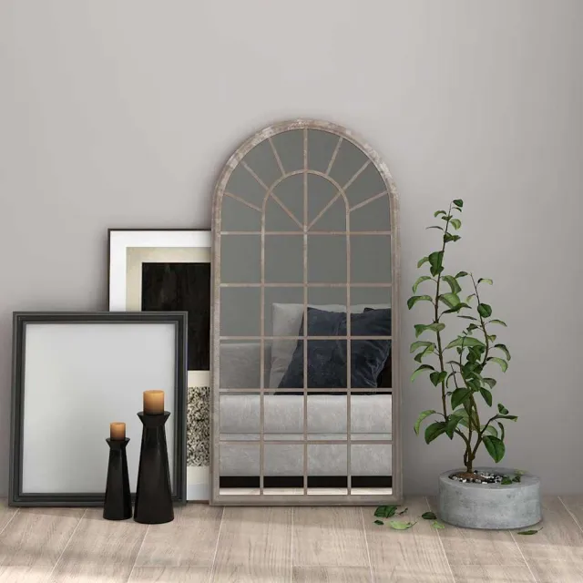 vidaXL Spiegel 90x45 cm ijzer zandkleurig Crème