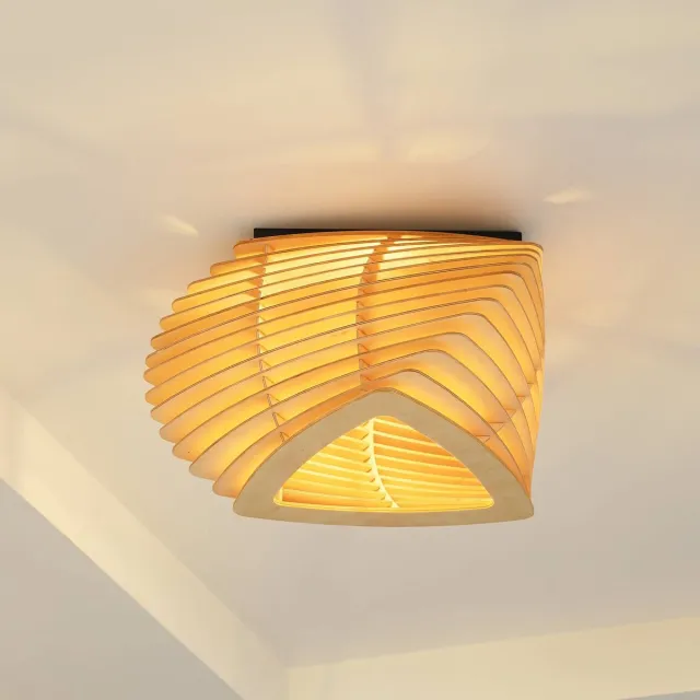Lindby plafondlamp hout - 1licht - Hout, ijzer - H: 27.5 cm - E27 - Licht hout, zwart