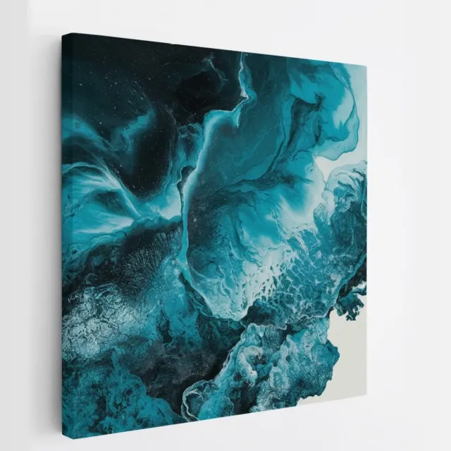 Saammp Canvas Schilderij - Blauwe golfen - Abstract - 60x60 - Foto op canvas - Wanddecoratie - Muurdecoratie Woonkamer - Slaapkamer decoratie - Canvas Print Multicolor