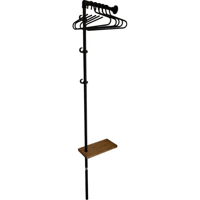 Design85 Kapstok Wand 50×205 cm Industrieel Steigerbuis & Bruine Wax Plank “Moedig" Bruin en Zwart