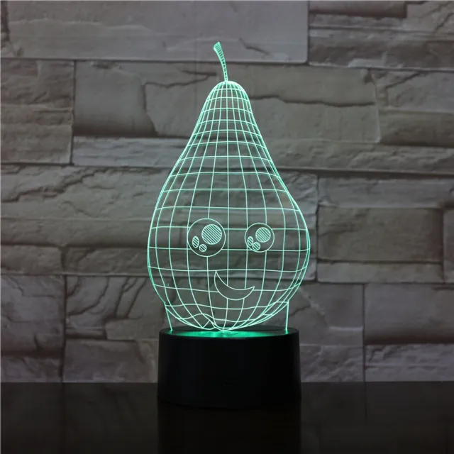 MC Living 3D Led Lamp Met Gravering - RGB 7 Kleuren - Peer